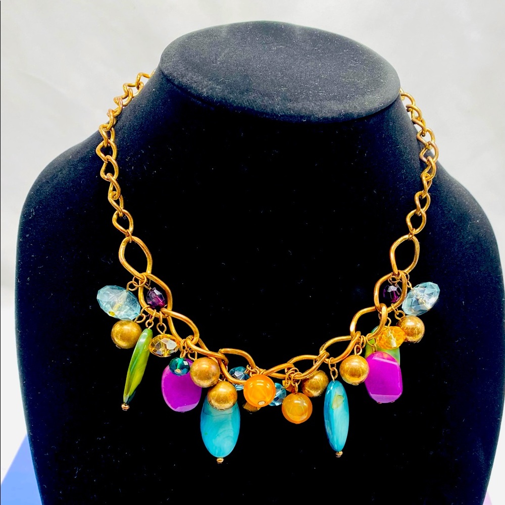 Multi color gold tone necklace